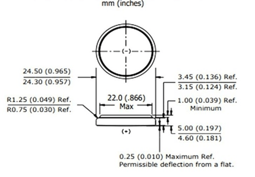 CR2450 Package Dimensions