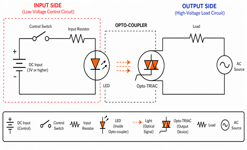 SSR Working Diagram Showing Input, Isolation, and Output