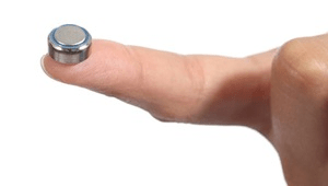 Coin Battery Size Shown on Fingertip